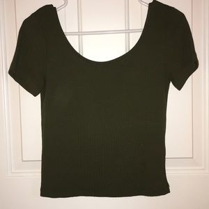 STRADIVARIUS Olive Green Scoop-back top